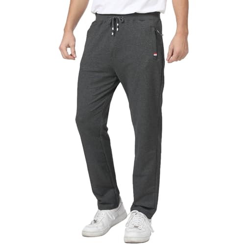 JustSun Jogginghose Herren Trainingshose Sporthose Herren Lang Freizeithose Baumwolle mit Reissverschluss Taschen Dunkelgrau 3XL von JustSun