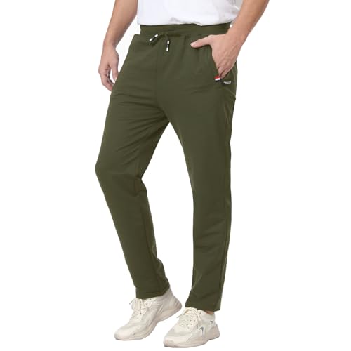 JustSun Jogginghose Herren Trainingshose Sporthose Herren Lang Freizeithose Baumwolle mit Reissverschluss Taschen Grün L von JustSun
