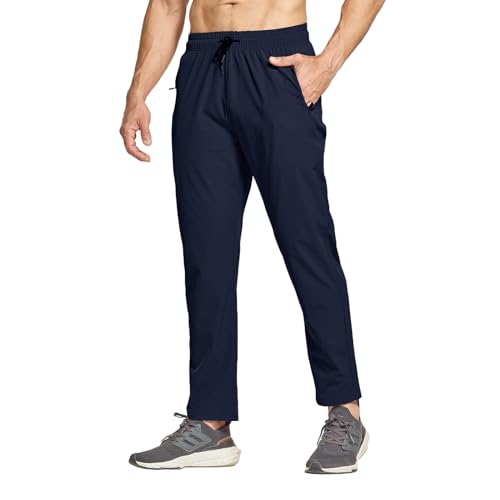 JustSun Jogginghose Herren Trainingshose Sporthose Herren Lang Track Pants Schnelltrocknend Laufhose Stretch Fitness Sport Gym Hosen Männer mit Reißverschluss Blau L von JustSun