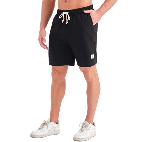 JustSun Kurze Hosen Herren Leinenhose Shorts Leinen Sommer Bermudashorts Leinenshorts Baumwolle Sommerhose Freizeithose Leicht mit Tunnelzug Schwarz 2XL von JustSun
