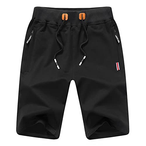 JustSun Kurze Hosen Herren Shorts Herren Sommer Kurze Hose Sporthose Jogginghose Kurz Baumwolle Sweatshorts Laufshorts Herren Sweathose Kurz Schwarz L von JustSun