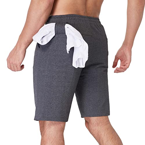 JustSun Kurze Hosen Herren Shorts Kurze Sporthose Jogginghose Sommer Sweatshorts Sport Shorts Baumwolle mit Reißverschlusstaschen Grau L von JustSun