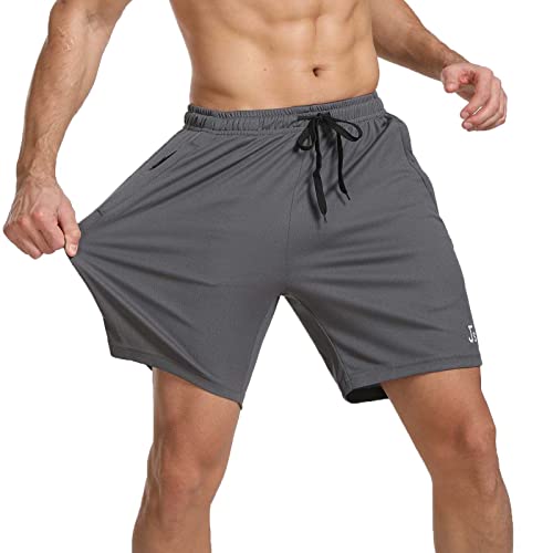 JustSun Kurze Hosen Herren Shorts Sommer Kurz Sporthose Herren Jogginghose Sport Shorts Sweatshorts Trainingshose Laufshorts mit Reissverschluss Grau S von JustSun