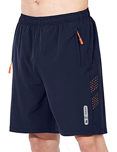 JustSun Kurze Hosen Herren Shorts Sommer Kurz Sporthose Jogginghose Herren Sport Shorts Trainingshose Laufshorts mit Reissverschluss Blau 3XL von JustSun