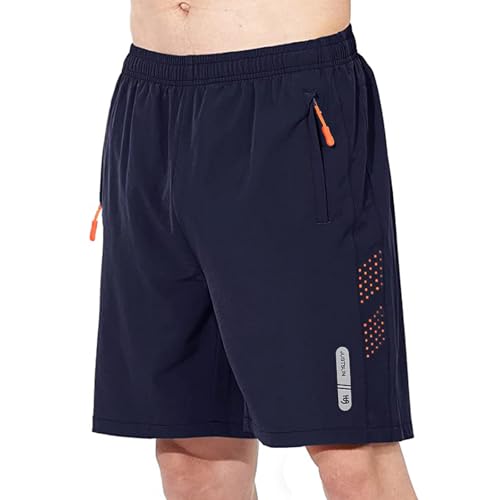 JustSun Kurze Hosen Herren Shorts Sommer Kurz Sporthose Jogginghose Herren Sport Shorts Trainingshose Laufshorts mit Reissverschluss Blau S von JustSun