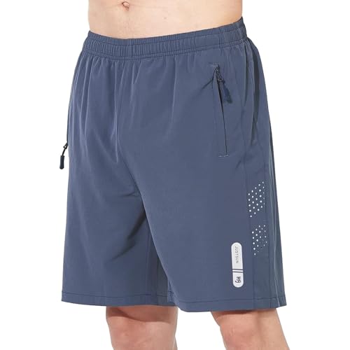 JustSun Kurze Hosen Herren Shorts Sommer Kurz Sporthose Jogginghose Herren Sport Shorts Trainingshose Laufshorts mit Reissverschluss Denim Blau XXL von JustSun