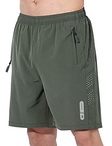 JustSun Kurze Hosen Herren Shorts Sommer Kurz Sporthose Jogginghose Herren Sport Shorts Trainingshose Laufshorts mit Reissverschluss Grün S von JustSun