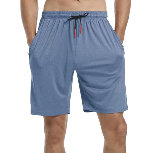 JustSun Kurze Hosen Herren Shorts Sommer Kurze Jogginghose Sporthose Baumwolle Sweatshorts Sport Running Shorts mit Reißverschluss Dunkelblau 3XL von JustSun