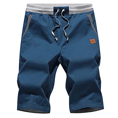 JustSun Kurze Hosen Herren Shorts Sommer Shorts Chino Baumwolle mit Tunnelzug Pfauenblau 3XL von JustSun