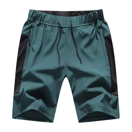 JustSun Kurze Hosen Herren Shorts Sommer Sport Sporthose Jogginghose Herren Kurz Trainingshose Männer Schnell Trocknend Laufshorts Sweatshorts Leicht mit Reißverschluss Grün S von JustSun