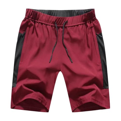 JustSun Kurze Hosen Herren Shorts Sommer Sport Sporthose Jogginghose Herren Kurz Trainingshose Männer Schnell Trocknend Laufshorts Sweatshorts Leicht mit Reißverschluss Rot S von JustSun