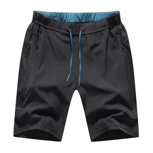 JustSun Kurze Hosen Herren Shorts Sommer Sport Sporthose Jogginghose Herren Kurz Trainingshose Männer Schnell Trocknend Laufshorts Sweatshorts Leicht mit Reißverschluss Schwarz L von JustSun