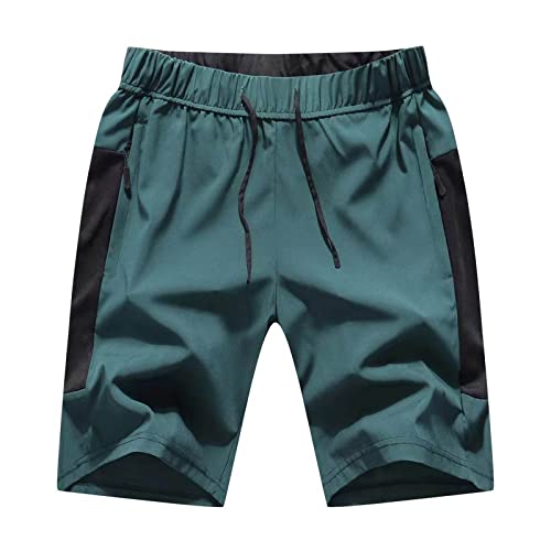 JustSun Kurze Hosen Herren Shorts Sommer Sporthose Herren Kurz Jogginghose Sport Trainingshose Laufshorts mit Reißverschluss Grün 3XL von JustSun