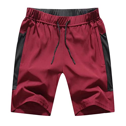 JustSun Kurze Hosen Herren Shorts Sommer Sporthose Herren Kurz Jogginghose Sport Trainingshose Laufshorts mit Reißverschluss Rot 3XL von JustSun