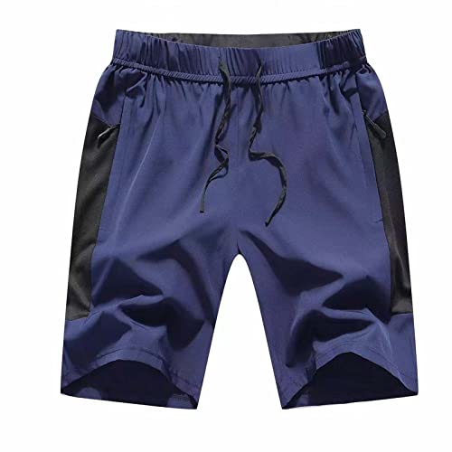 JustSun Kurze Hosen Herren Shorts Sommer Sporthose Herren Kurz Jogginghose Sport Trainingshose Laufshorts mit Reißverschluss Blau XXL von JustSun