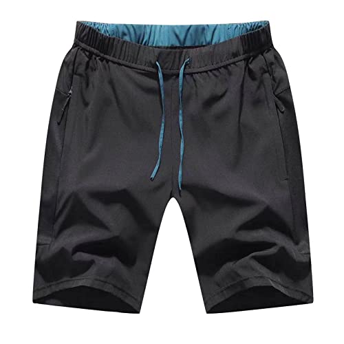 JustSun Kurze Hosen Herren Shorts Sommer Sporthose Herren Kurz Jogginghose Sport Trainingshose Laufshorts mit Reißverschluss Schwarz M von JustSun