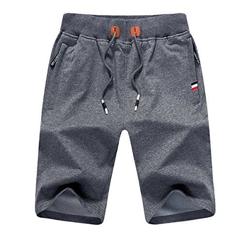 JustSun Sport Shorts Herren Kurze Hose Sommer beiläufig Baumwolle Elastische Taille Sweat Shorts Grau X-Large JustSun Sport Shorts Herren Kurze Hose Sommer beiläufig Baumwolle Elastische Taille Sweat Shorts Grau X-Large von JustSun
