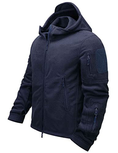 JustSun Winterjacke Herren Fleecejacke Herren Jacke Kapuzenjacke Warm Outdoor Männer Militär Jacke Tactical Hoodie Blau M von JustSun