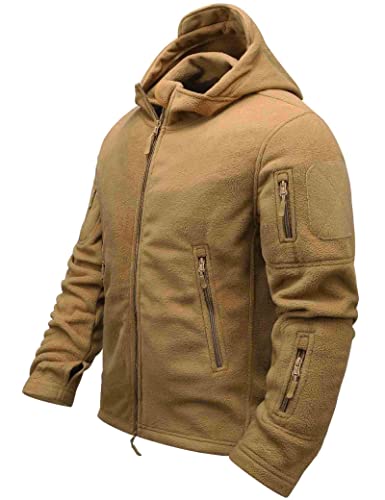 JustSun Winterjacke Herren Fleecejacke Herren Jacke Kapuzenjacke Warm Outdoor Männer Militär Jacke Tactical Hoodie Khaki L von JustSun