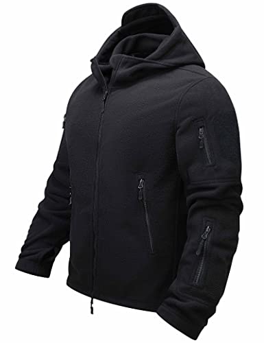 JustSun Winterjacke Herren Fleecejacke Herren Jacke Kapuzenjacke Warm Outdoor Männer Militär Jacke Tactical Hoodie Schwarz M von JustSun