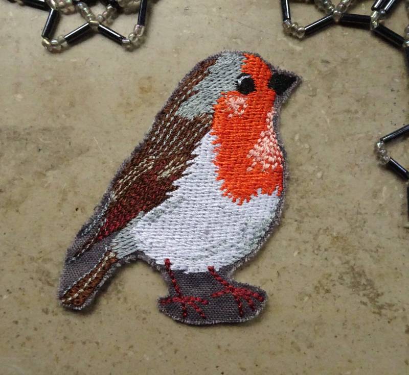 Patch Rotkehlchen, Applikation Vogel, Aufbügelbares Gestickter Aufnäher Patch Rotkehlchen, Applikation Vogel, Aufbügelbares Gestickter Aufnäher von JustTinasart