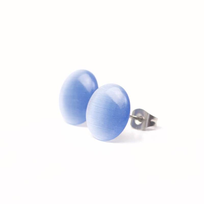 Edelstahl Cateye Ohrstecker in Blau - Geschenkidee Just Trisha von JustTrisha