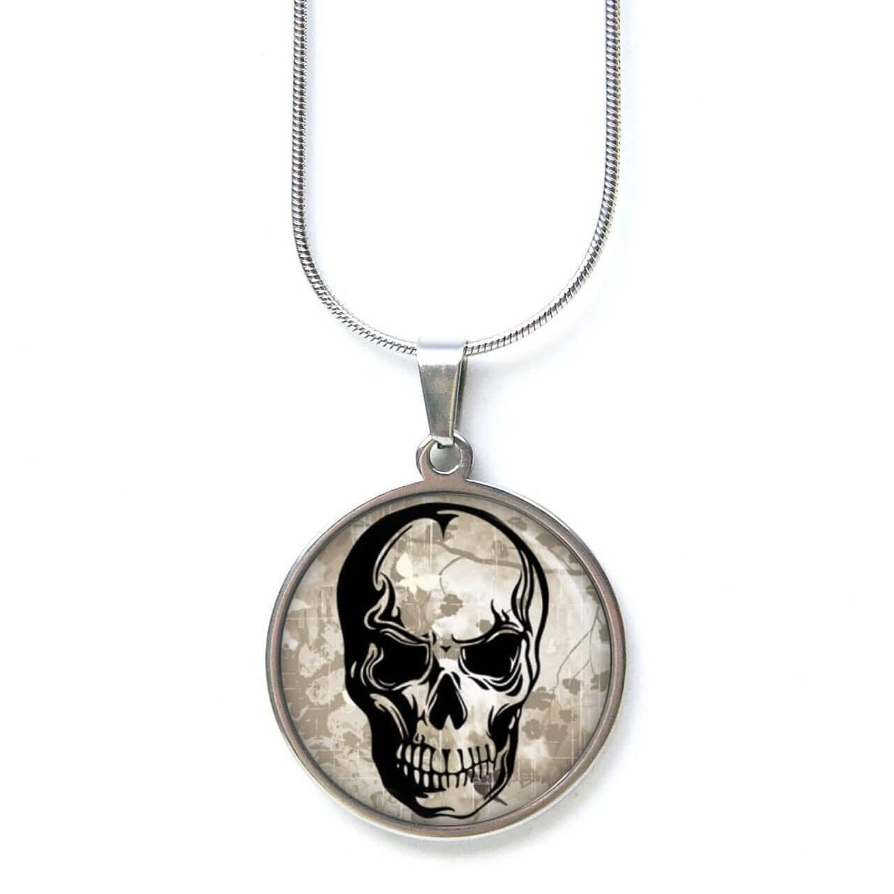 Edelstahl Kette Totenkopf Schwarz Weiß Halloween - Geschenkidee Von Just Trisha von JustTrisha