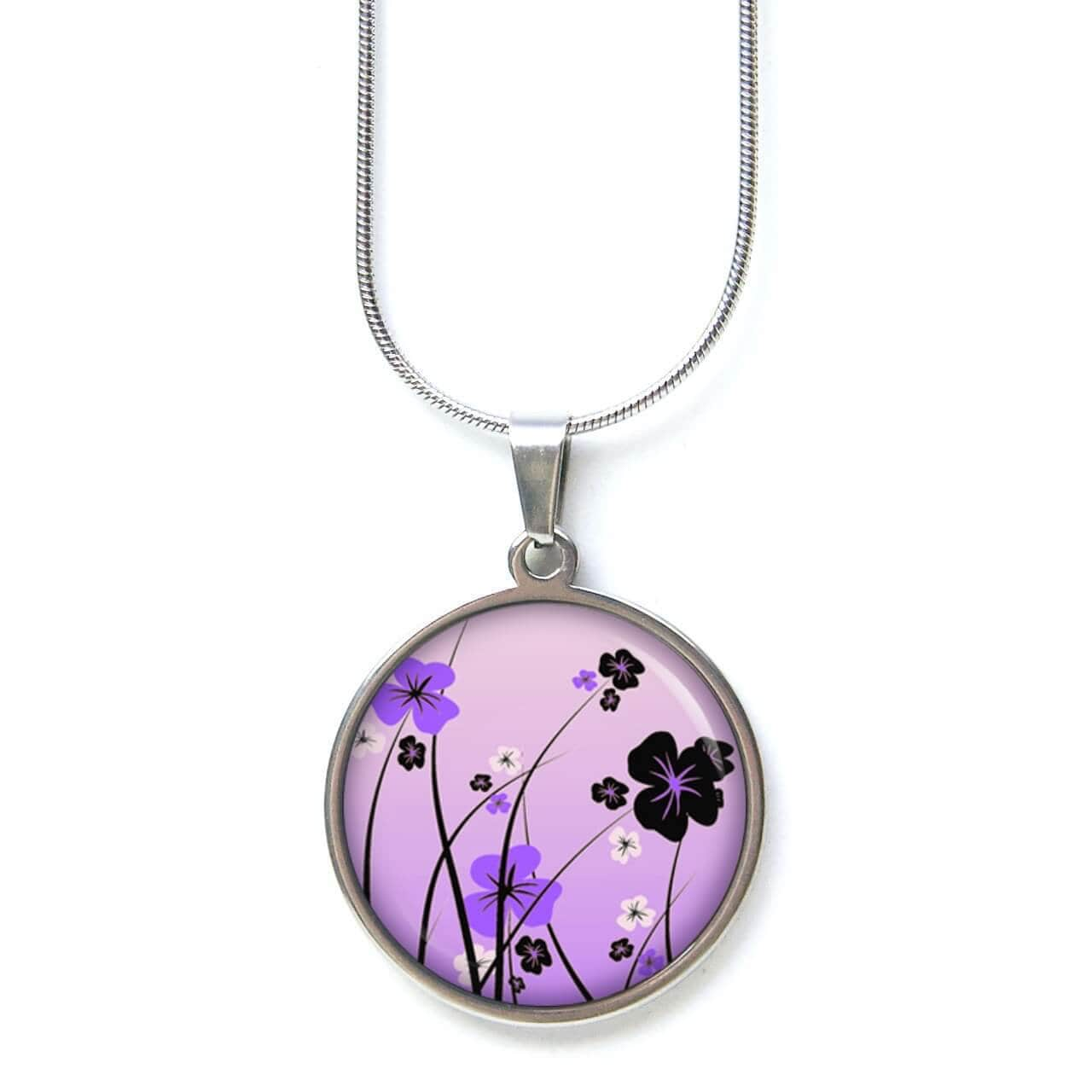 Edelstahl Kette Violette Blumenwiese - Gänseblümchen Geschenkidee Von Just Trisha von JustTrisha