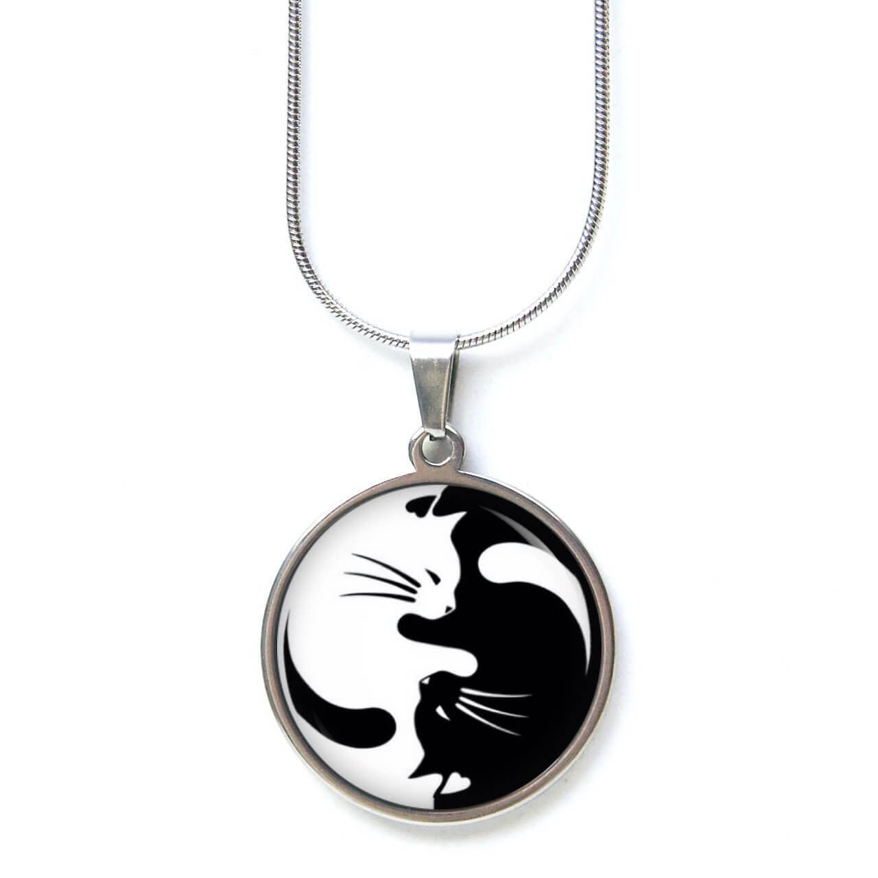 Edelstahl Kette Yin Yang Katzen Katze Schwarz Weiß - Geschenkidee Von Just Trisha von JustTrisha