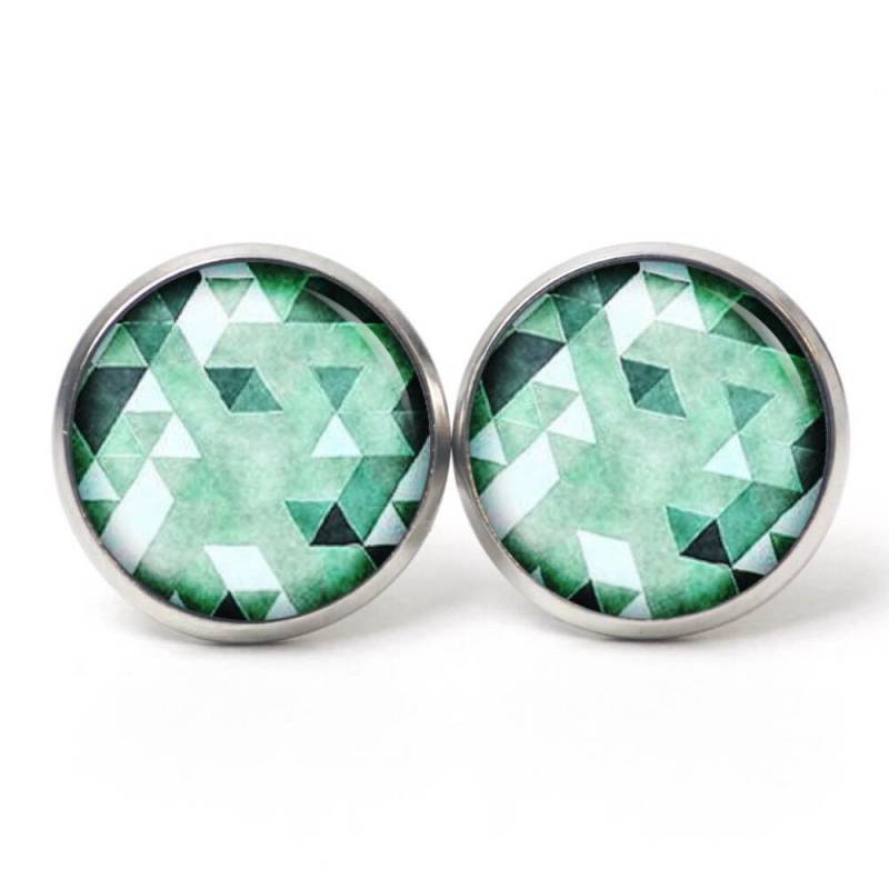 Grüne Ohrstecker Ohrhänger Ohrclipse Mosaik Mandala Glasmosaik, Verschiedene Größen von JustTrisha