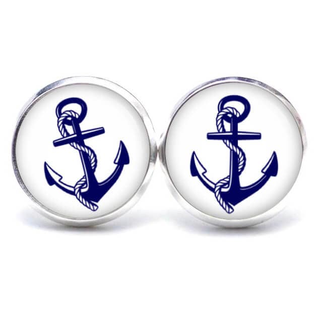 Ohrstecker Ohhänger Ohrclips Blauer Anker Maritim - Verschiedene Größen Geschenkidee Just Trisha von JustTrisha