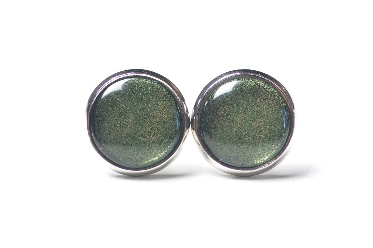 Ohrstecker Ohrhänger Clipse Dunkelgrün Glänzend - Verschiedene Größen Geschenkidee Von Just Trisha von JustTrisha