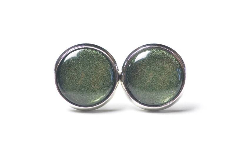 Ohrstecker Ohrhänger Clipse Dunkelgrün Glänzend - Verschiedene Größen Geschenkidee Von Just Trisha von JustTrisha