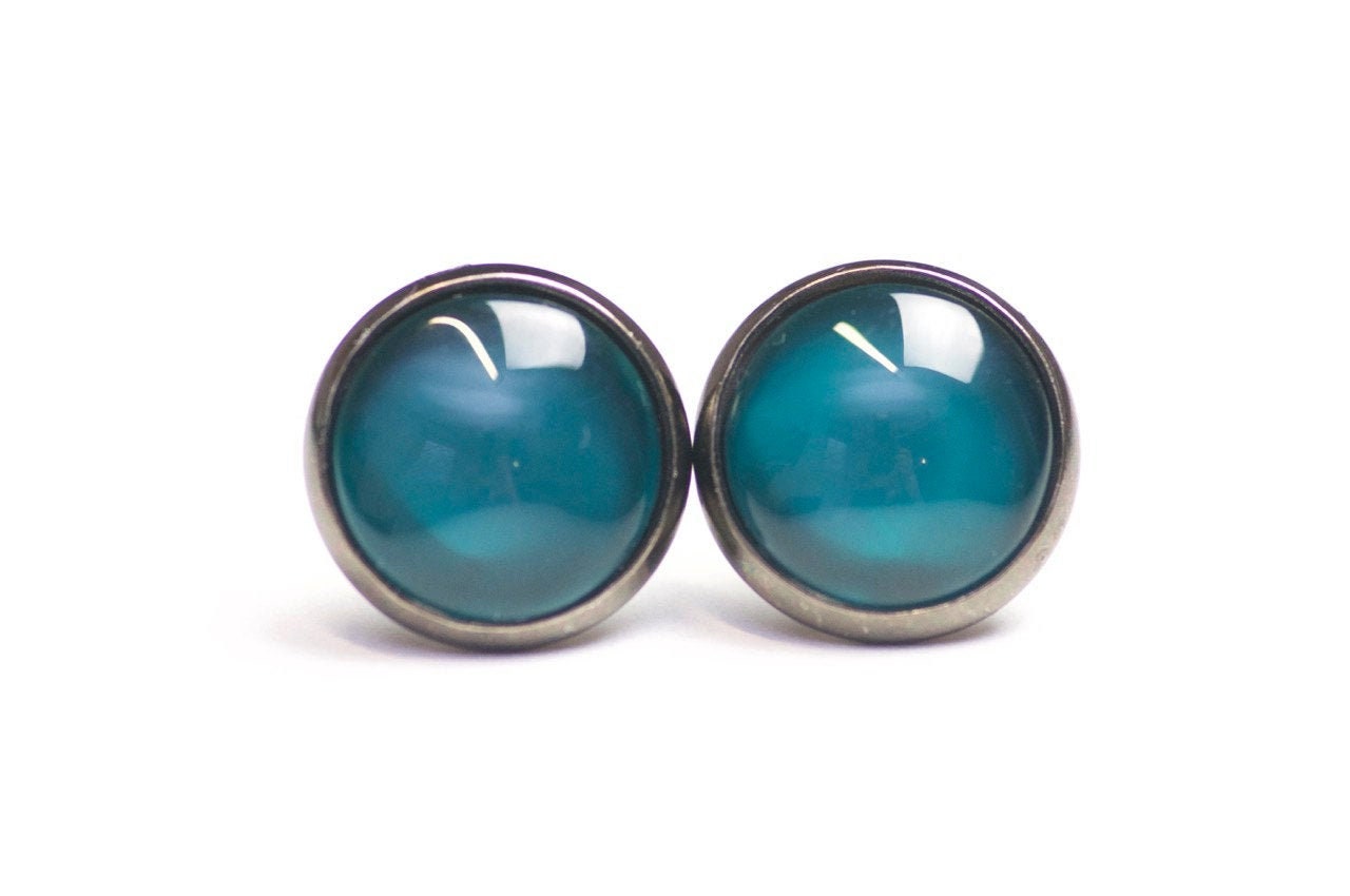 Ohrstecker Ohrhänger Clipse Dunkeltürkis Blau Smaragd - Verschiedene Größen von JustTrisha