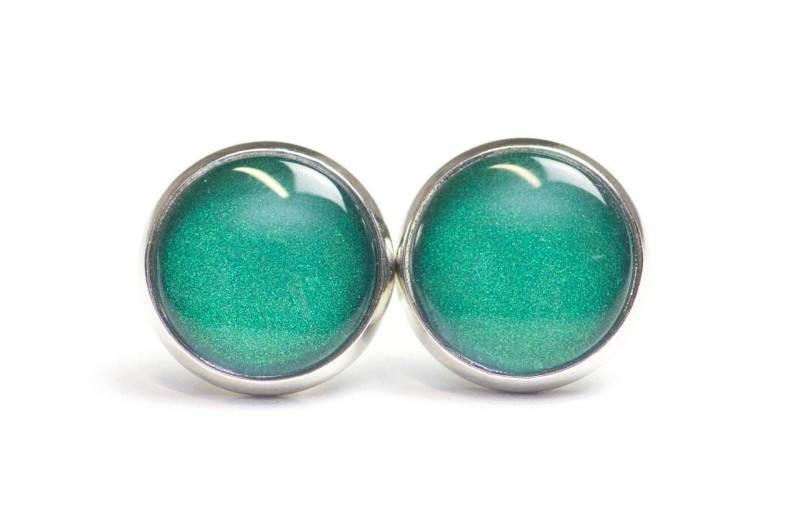 Ohrstecker Ohrhänger Clipse Grün Glitzernde - Handbemalt Geschenkidee Von Just Trisha von JustTrisha