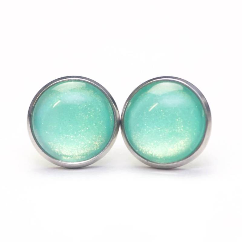 Ohrstecker Ohrhänger Clipse Mint Grün Schimmernd - Verschiedene Größen Geschenkidee Von Just Trisha von JustTrisha