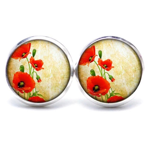 Ohrstecker Ohrhänger Clipse Mit Roten Mohn Blumen - Geschenkidee Just Trisha von JustTrisha