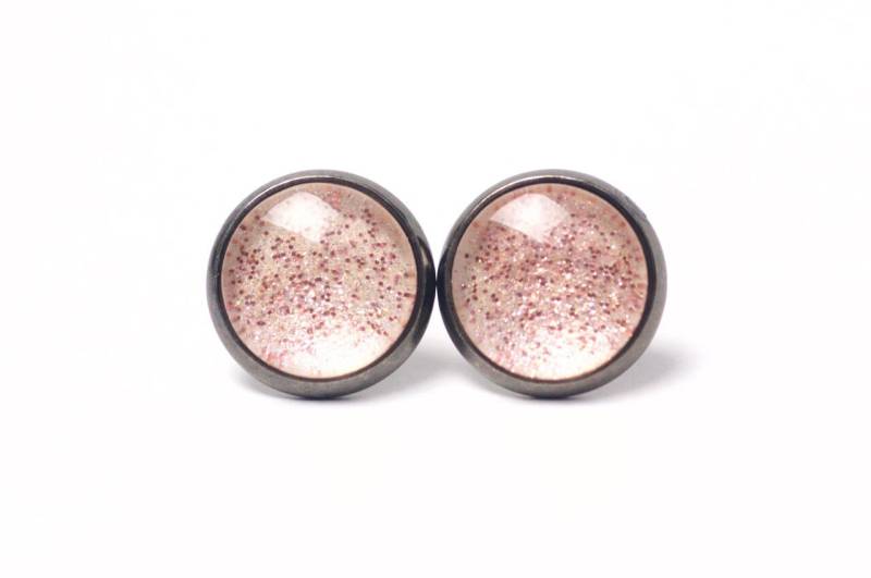 Ohrstecker Ohrhänger Clipse Pfirsich Gold Glitzer - Verschiedene Größen Geschenkidee Von Just Trisha von JustTrisha