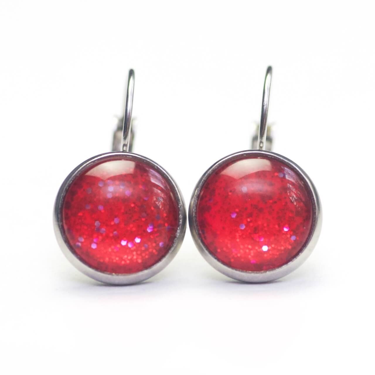 Ohrstecker Ohrhänger Clipse Rot Glitzernd - Verschiedene Größen Geschenkidee Von Just Trisha von JustTrisha