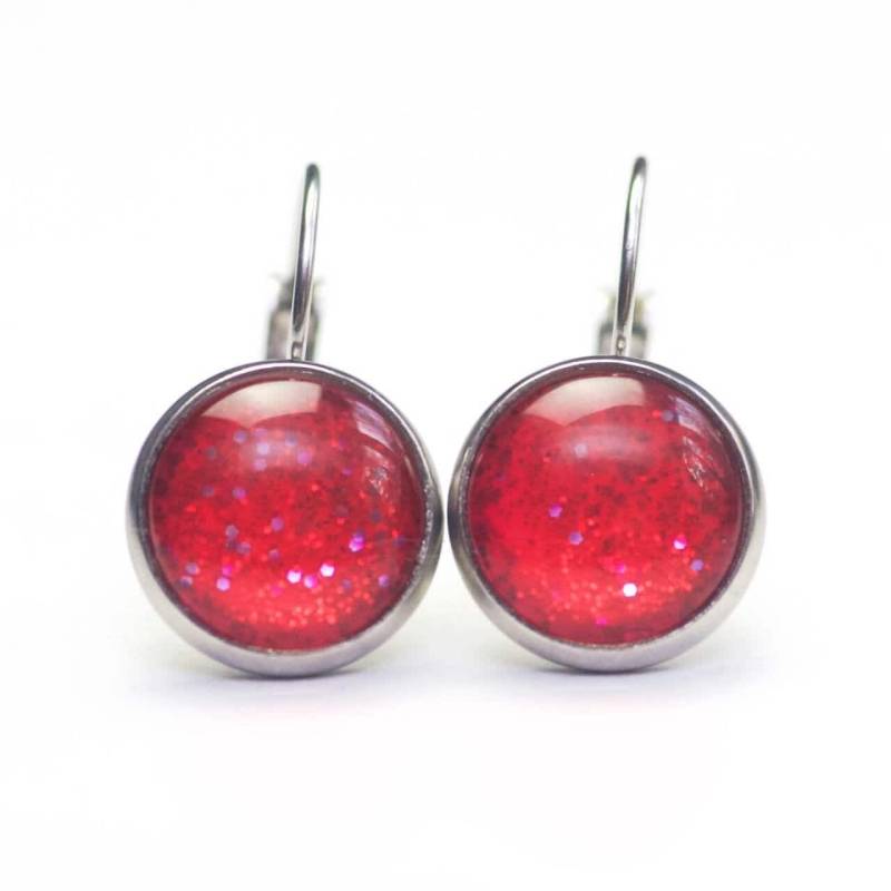 Ohrstecker Ohrhänger Clipse Rot Glitzernd - Verschiedene Größen Geschenkidee Von Just Trisha von JustTrisha