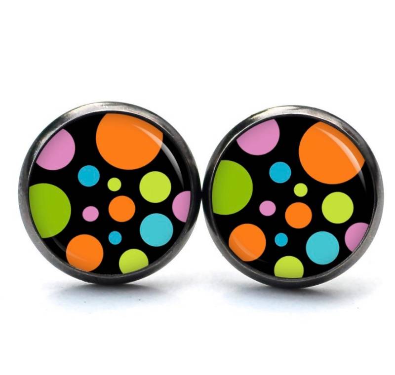 Ohrstecker Ohrhänger Ohrclips Punkte Tupfen Bunt U Schwarz, Verschiedene Größen von JustTrisha