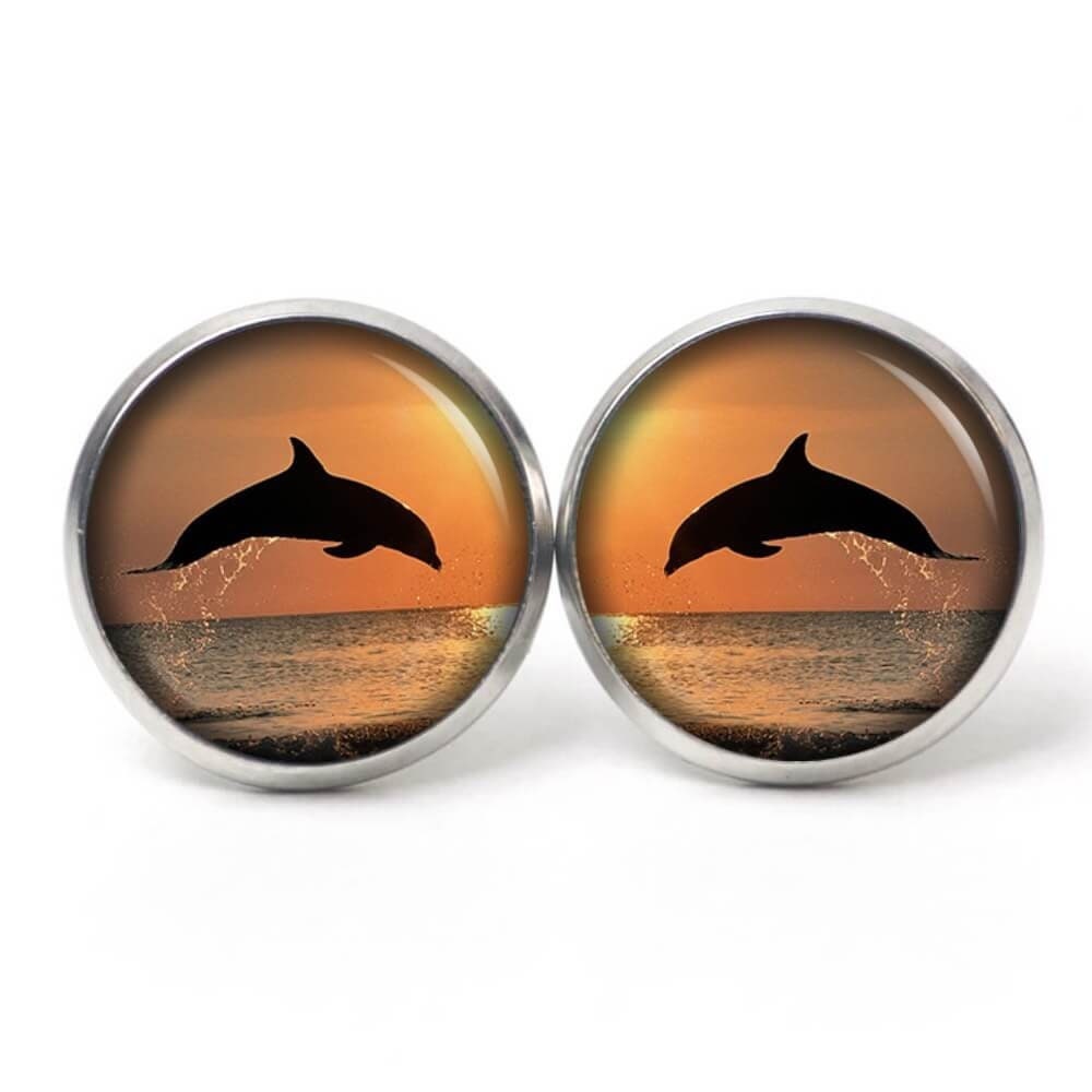Ohrstecker Ohrhänger Ohrclipse Delfin Bei Sonnenuntergang Am Meer von JustTrisha