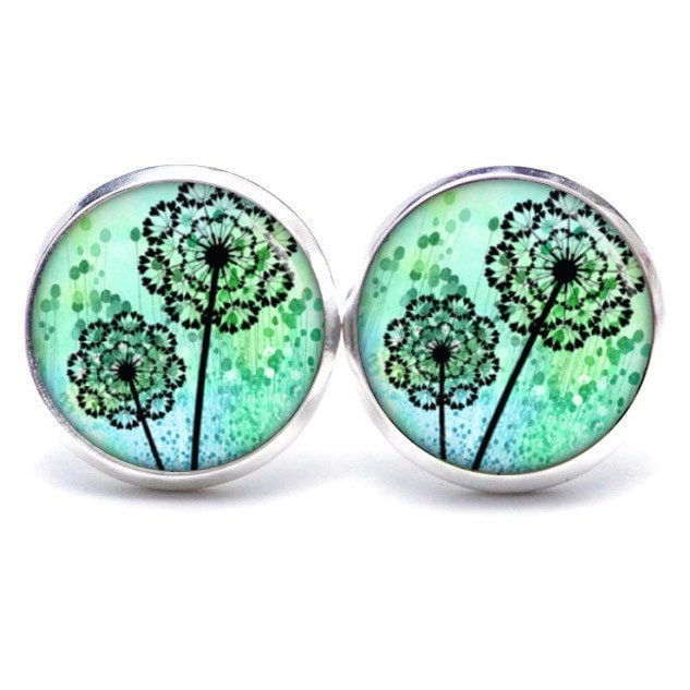 Ohrstecker Ohrhänger Ohrclipse Grün Pusteblume Löwenzahn, Frühling, Verschiedene Größen von JustTrisha