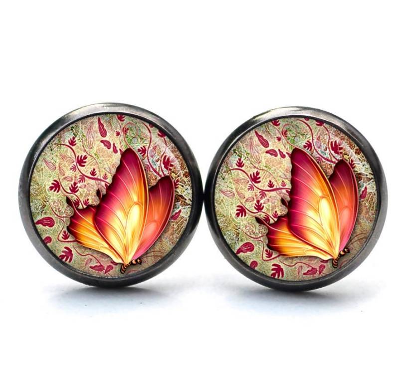 Ohrstecker Ohrhänger Ohrclipse Schmetterling Rot Orange Frühling, Verschiedene Größen von JustTrisha