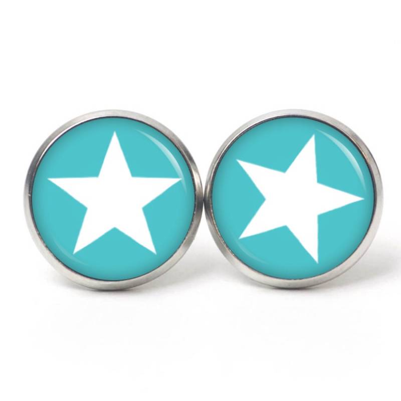 Ohrstecker Ohrhänger Ohrclipse Stern Weiß Türkis Blautürkis Blau Hellblau - Geschenkidee Just Trisha von JustTrisha