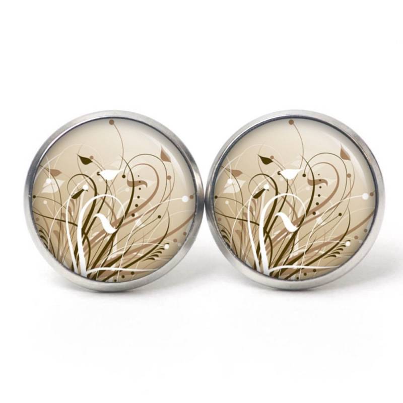 Ohrstecker Ohrringe Ohrclips Beige Blumenwiese Blumen - Verschiedene Größen Geschenkidee Just Trisha von JustTrisha