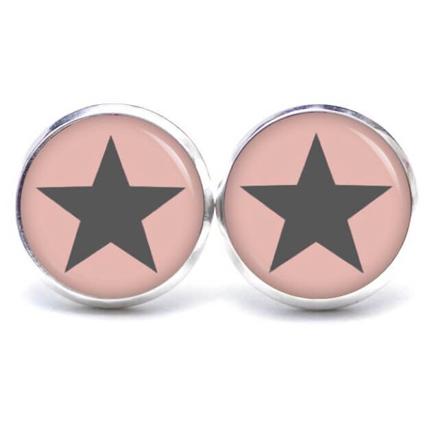 Ohrstecker Ohrringe Ohrclips Grauer Stern Altrosa - Verschiedene Größen Geschenkidee Just Trisha von JustTrisha