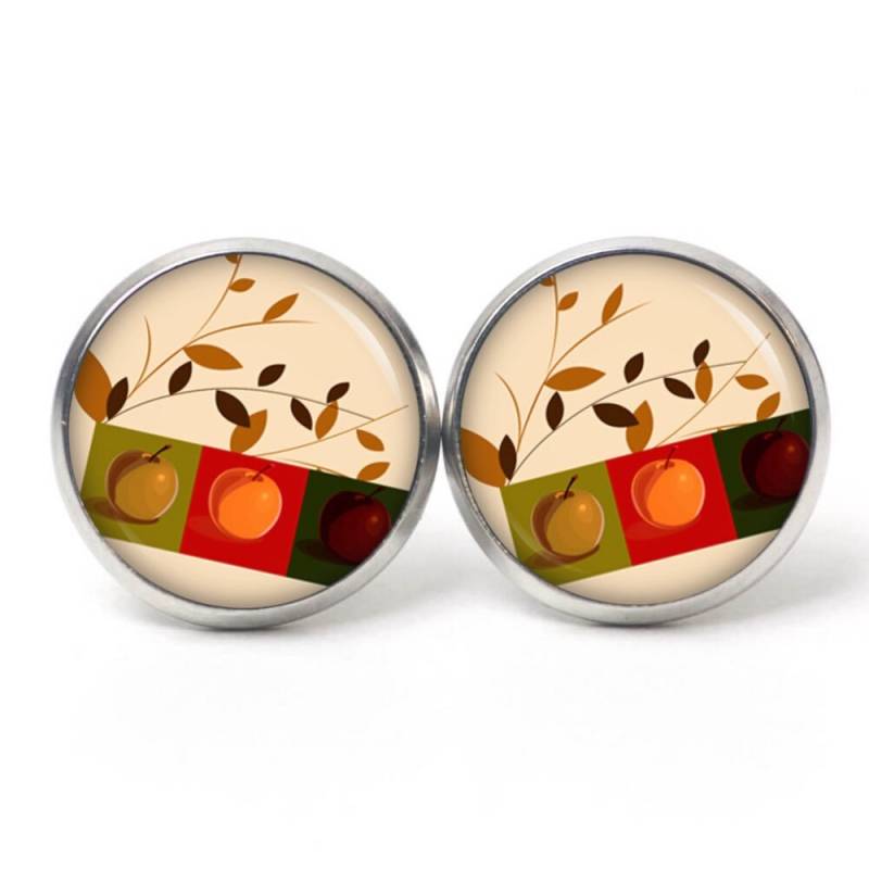 Ohrstecker Ohrringe Ohrclips Herbstliche Apfel Braun Orange Rot - Verschiedene Größen Geschenkidee Just Trisha von JustTrisha