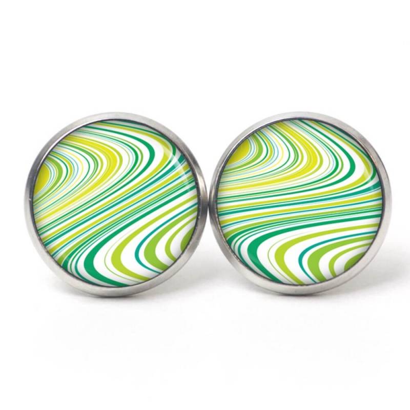 Ohrstecker Ohrringe Ohrclips Wild Gemustert Geometrisch Grün Grasgrün - Verschiedene Größen Geschenkidee Just Trisha von JustTrisha