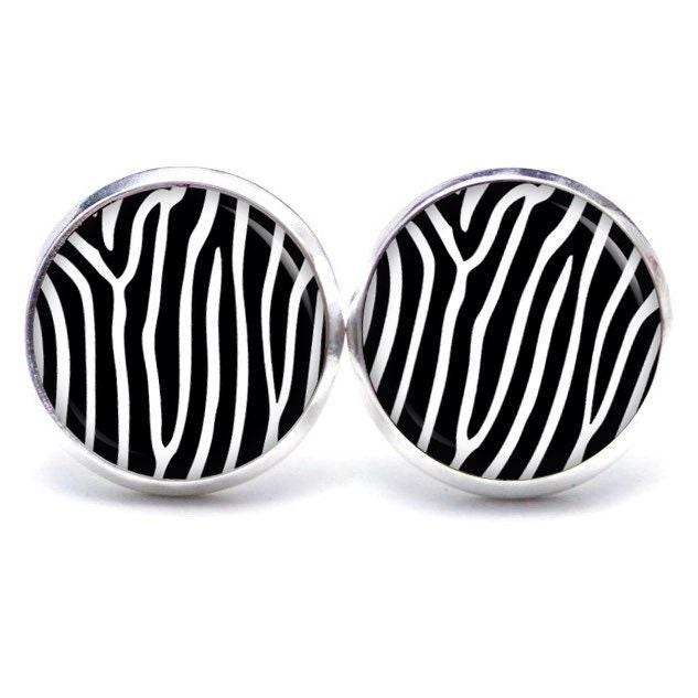 Ohrstecker Ohrringe Ohrclips Zebra Muster Gemustert Schwarz Weiß Tier - Verschiedene Größen Geschenkidee Just Trisha von JustTrisha